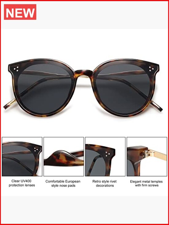 Classic Trendy Round Sunglasses UV400 Protection Polycarbonate Frame main image 7